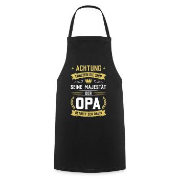 Attention! His Majesty Grandpa enters the room - Cooking Apron - black - Front - AI Model Male 185 dark (185cm)