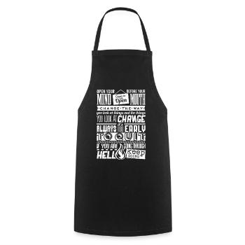 Font Quote graphic - Cooking Apron - black - Front - AI Model Male 185 dark (185cm)