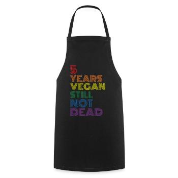 5 Jahre Vegan Immer noch NICHT tot Vintage Rainbow Distr - Kochschürze - Schwarz - Vorne - AI Model Male 185 dark (185cm)