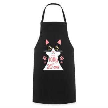 Femme De 20 Ans Chat 20ème Anniversaire Femme - Tablier de cuisine - noir - Devant - AI Model Male 185 dark (185cm)