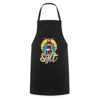 Sylt Allemagne City Lighthouse Skyline Font - Tablier de cuisine - noir - Devant - AI Model Male 185 dark (185cm)