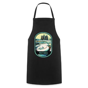 Poitiers France, Futuroscope theme park - Cooking Apron - black - Front - AI Model Male 185 dark (185cm)