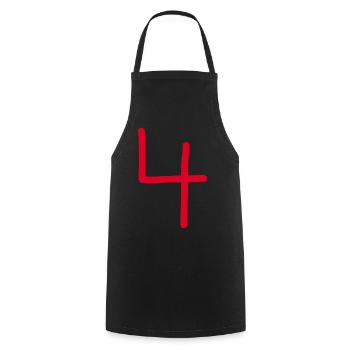 4 Numéro quatre numéro noir anniversaire - Tablier de cuisine - noir - Devant - AI Model Male 185 dark (185cm)