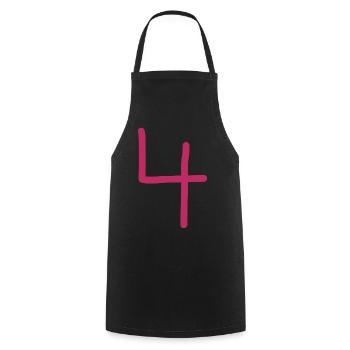 4 Numéro quatre rose numéro rouge Anniversaire - Tablier de cuisine - noir - Devant - AI Model Male 185 dark (185cm)