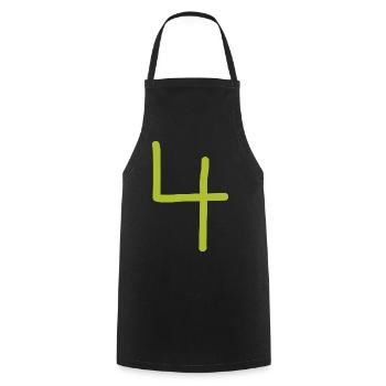 4 Numéro quatre numéro anniversaire vert - Tablier de cuisine - noir - Devant - AI Model Male 185 dark (185cm)