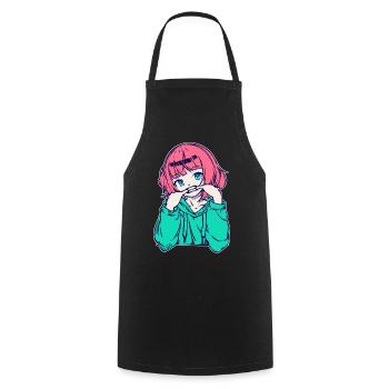 Girls Anime Japanese Comic Cartoon Manga - Cooking Apron - black - Front - AI Model Male 185 dark (185cm)