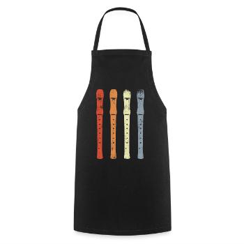 Vintage Flute Sketch - Cooking Apron - black - Front - AI Model Male 185 dark (185cm)
