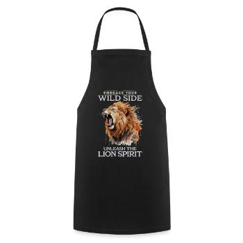 lion, lion head, strong, wild, pride, brave, royal, - Cooking Apron - black - Front - AI Model Male 185 dark (185cm)