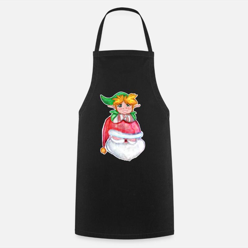 Kawaii Santa & Elf - Kochschürze - Schwarz