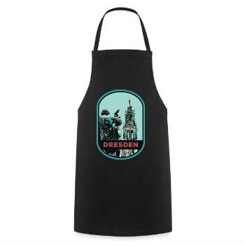 Illustration: Hofkirche Cathedral, Dresden - Cooking Apron - black - Front - AI Model Male 185 dark (185cm)