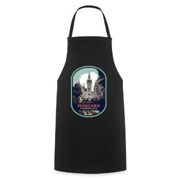 Münchner Altstadt: Charme des Marienplatzes - Kochschürze - Schwarz - Vorne - AI Model Male 185 dark (185cm)