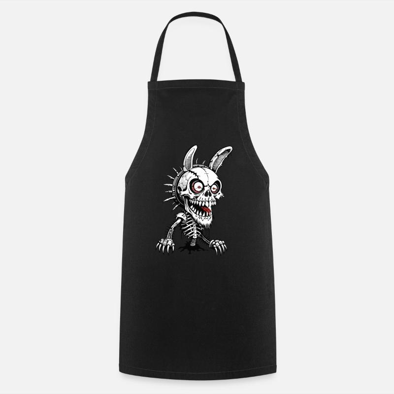 Bunnies Skull // Skull Horror Bunny FS0039 - Cooking Apron - black