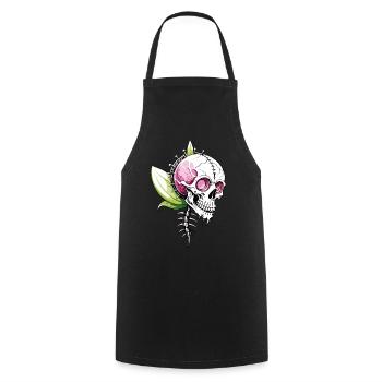 Orchid Skull // Skull Orchid / Flower FS0147 - Cooking Apron - black - Front - AI Model Male 185 dark (185cm)
