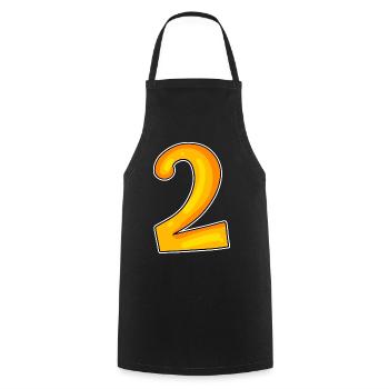 Zwei - 2 - Nummer Zahl - Kochschürze - Schwarz - Vorne - AI Model Male 185 dark (185cm)