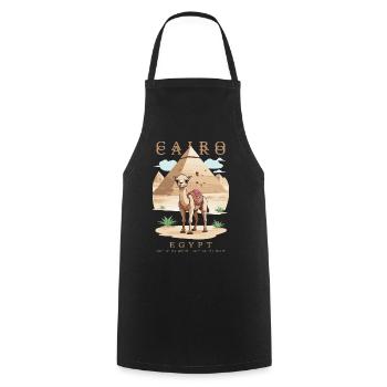 Le Caire, Égypte - Tablier de cuisine - noir - Devant - AI Model Male 185 dark (185cm)
