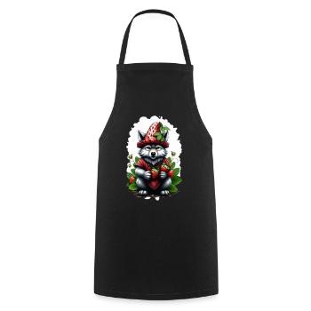 Wolf Strawberry 2 - Cooking Apron - black - Front - AI Model Male 185 dark (185cm)