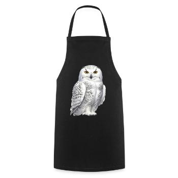 Snowy Owl - Cooking Apron - black - Front - AI Model Male 185 dark (185cm)