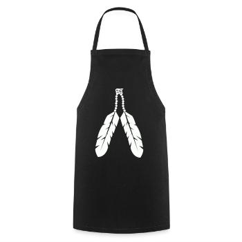 Indigenous feather pendant design - Cooking Apron - black - Front - AI Model Male 185 dark (185cm)