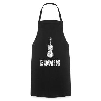 Gift for Edwin - Cooking Apron - black - Front - AI Model Male 185 dark (185cm)