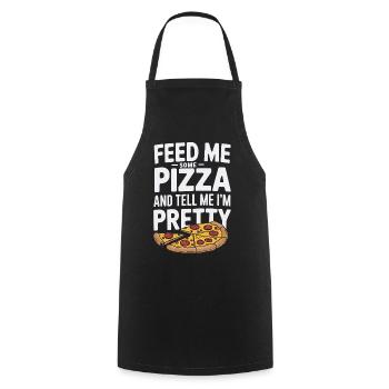 Füttere mich mit Pizza Sag mir, dass ich hübsch bin - Kochschürze - Schwarz - Vorne - AI Model Male 185 dark (185cm)