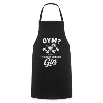 Salle de sport ou gin ? - Tablier de cuisine - noir - Devant - AI Model Male 185 dark (185cm)