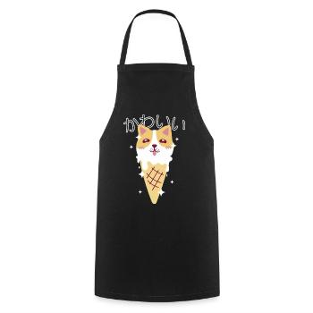 Kawaii Corgi Cream - Cooking Apron - black - Front - AI Model Male 185 dark (185cm)