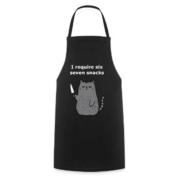 6-7 Mème Internet 6 7 Snack Cat - Tablier de cuisine - noir - Devant - AI Model Male 185 dark (185cm)
