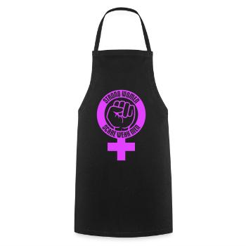Strong Women Scare Weak Men Confident Feminist - Cooking Apron - black - Front - AI Model Male 185 dark (185cm)