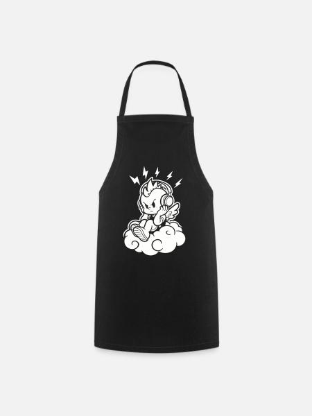 Punk Angel – Cherub with Headphones - Cooking Apron - black