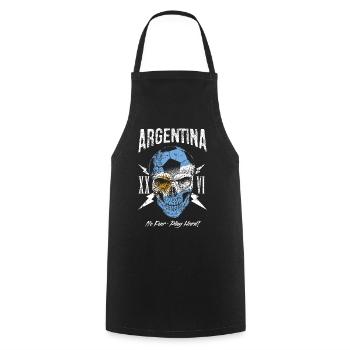 ARGENTINIEN Fußball Fan Totenkopf Flagge - Kochschürze - Schwarz - Vorne - AI Model Male 185 dark (185cm)