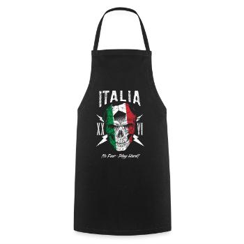 ITALIEN Italia Fußball Fan Totenkopf Flagge - Kochschürze - Schwarz - Vorne - AI Model Male 185 dark (185cm)