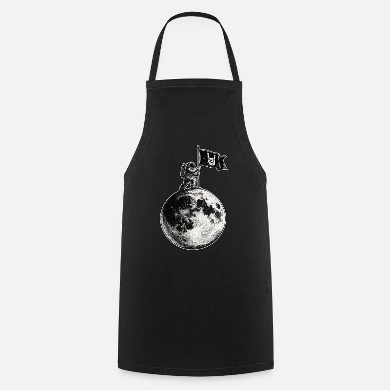 Lune avec drapeau de roche - Tablier de cuisine - noir