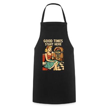 Retro 50s Diner Pin-Up Girl Milkshake Poster - Cooking Apron - black - Front - AI Model Male 185 dark (185cm)