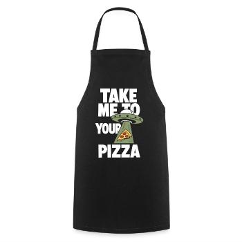 Emmène-moi à ta pizza OVNI - Tablier de cuisine - noir - Devant - AI Model Male 185 dark (185cm)