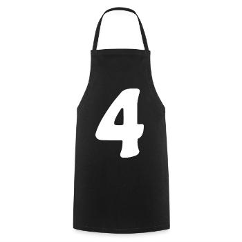 Quatre : Minimal Numeral 4 | Quatrième - Tablier de cuisine - noir - Devant - AI Model Male 185 dark (185cm)