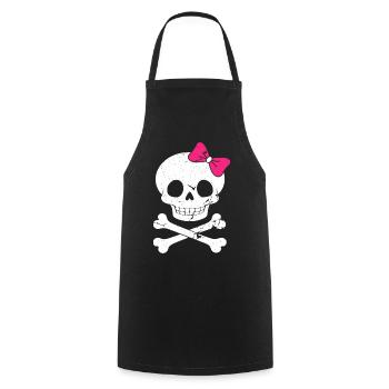 Cute skull with pink bow - Cooking Apron - black - Front - AI Model Male 185 dark (185cm)