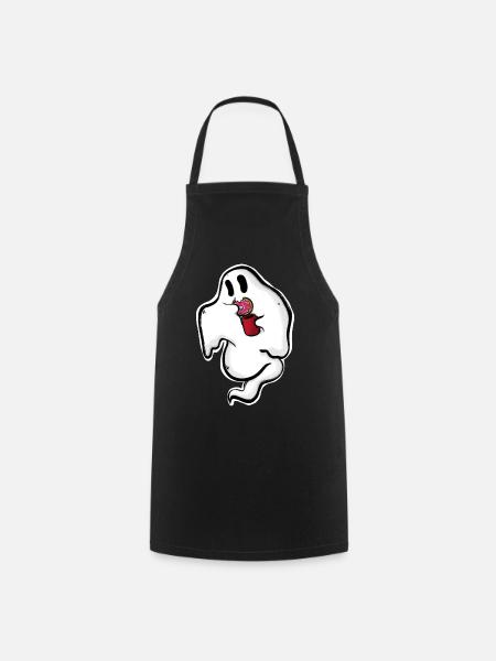 Ghost with donut and cup - Cooking Apron - black