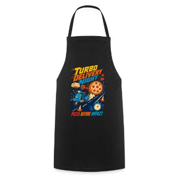 Turbo Pizza Delivery at Night - Cooking Apron - black - Front - AI Model Male 185 dark (185cm)