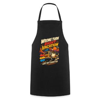 Wrong Turn Right Vacation Roadtrip Humor - Cooking Apron - black - Front - AI Model Male 185 dark (185cm)