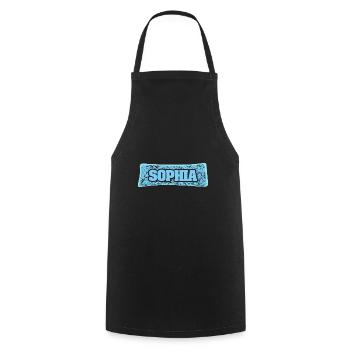 Name Sophia - Cooking Apron - black - Front - AI Model Male 185 dark (185cm)