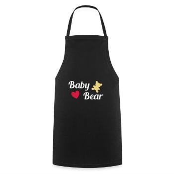 Baby bear (bear, heart) - Cooking Apron - black - Front - AI Model Male 185 dark (185cm)