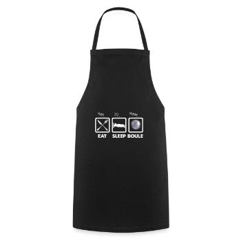 Eat sleep boule Humour Pétanque - Tablier de cuisine - noir - Devant - AI Model Male 185 dark (185cm)