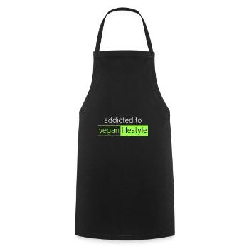 accro au mode de vie végétalien - Tablier de cuisine - noir - Devant - AI Model Male 185 dark (185cm)
