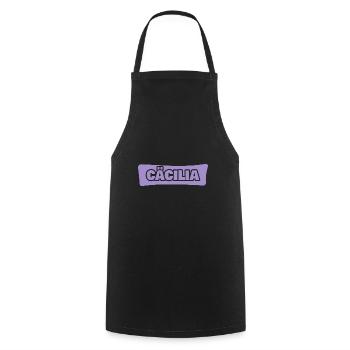 First name Cecilia - Cooking Apron - black - Front - AI Model Male 185 dark (185cm)