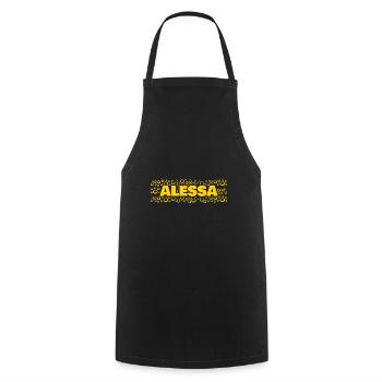 Prénom Alessa - Tablier de cuisine - noir - Devant - AI Model Male 185 dark (185cm)