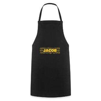 Jacob comme prénom - Tablier de cuisine - noir - Devant - AI Model Male 185 dark (185cm)