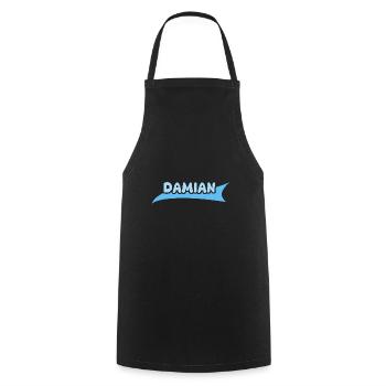 Vorname Damian - Kochschürze - Schwarz - Vorne - AI Model Male 185 dark (185cm)