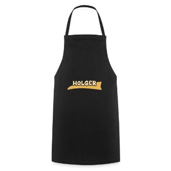 Cadeau pour Holger - Tablier de cuisine - noir - Devant - AI Model Male 185 dark (185cm)