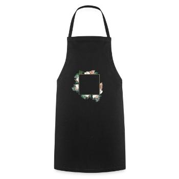 Modern Blumen Tropic personalisierbar - Kochschürze - Schwarz - Vorne - AI Model Male 185 dark (185cm)