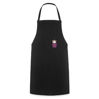 Kätzchen in Brusttasche Katze in Tasche - Kochschürze - Schwarz - Vorne - AI Model Male 185 dark (185cm)